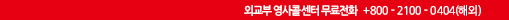 외교부 영사콜센터 무료전화 +800-2100-0404(해외)