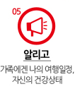 알리고 가족에겐 나의 여행일정, 자신의 건강상태